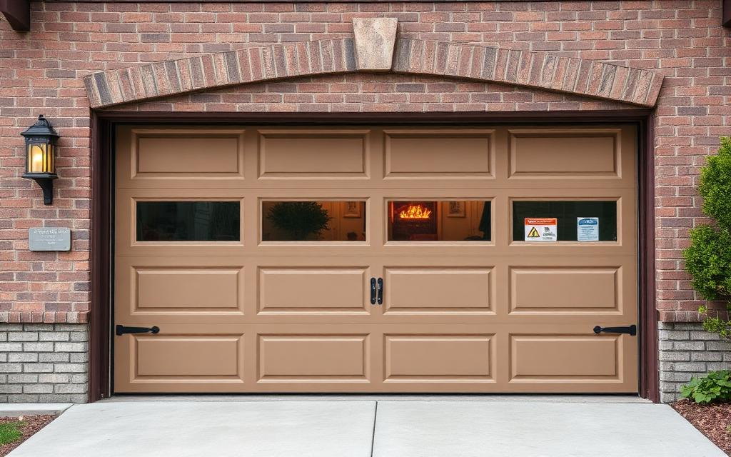 Fire-rated garage door installation on a residential home for safety compliance